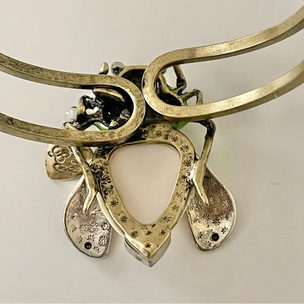 Betsey Johnson Vintage Critters Art Deco Rosebud Bug Fly Hinged Bangle Bracelet - Picture 9 of 12